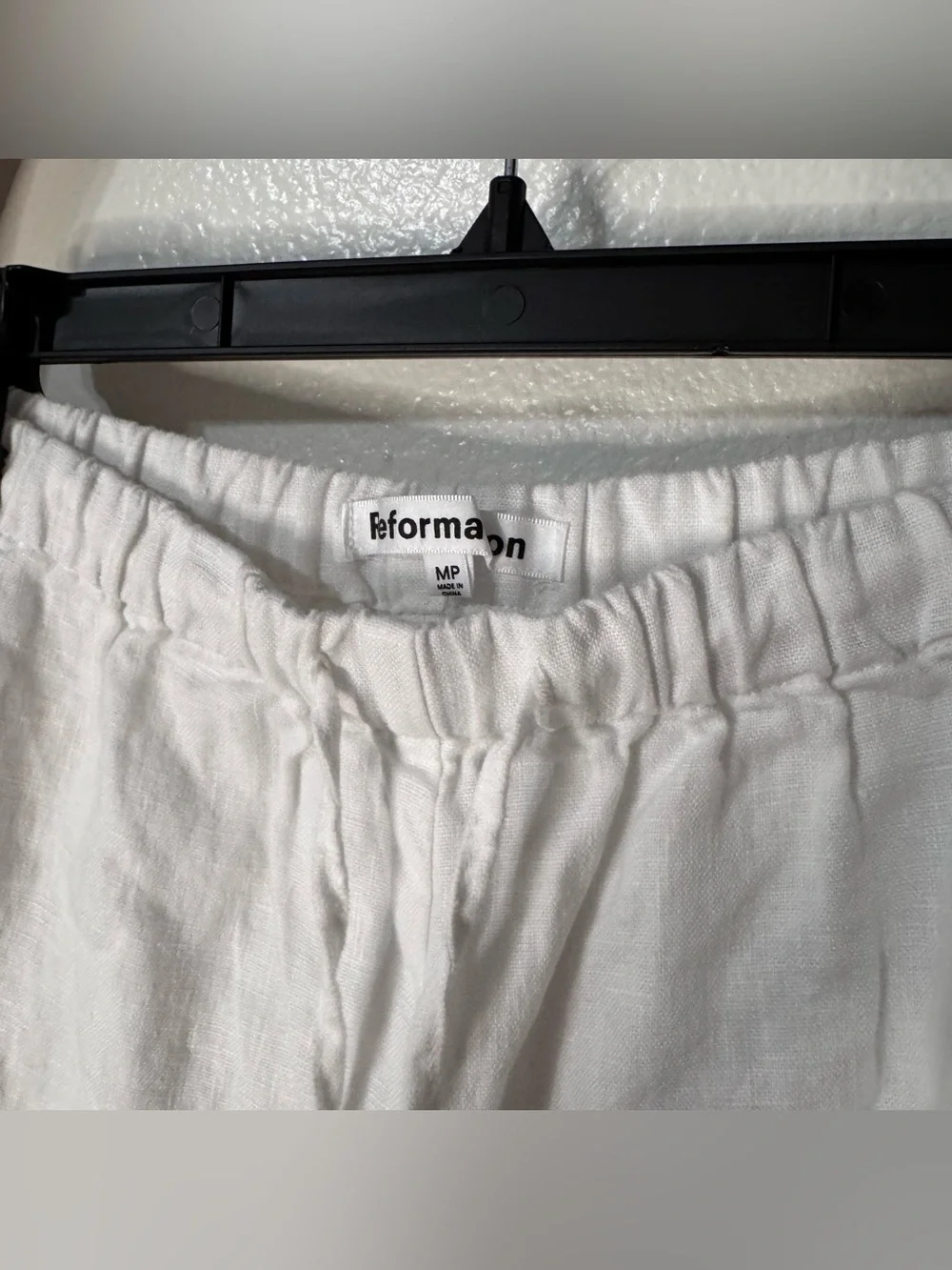 Reformation Olina White Linen Straight Leg Pants Petite Short Length